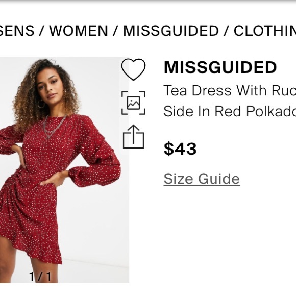 PRE-LOVED MISSGUIDED Ruched Side Tea Dress Dalmatian Print black and white - Picture 9 of 9